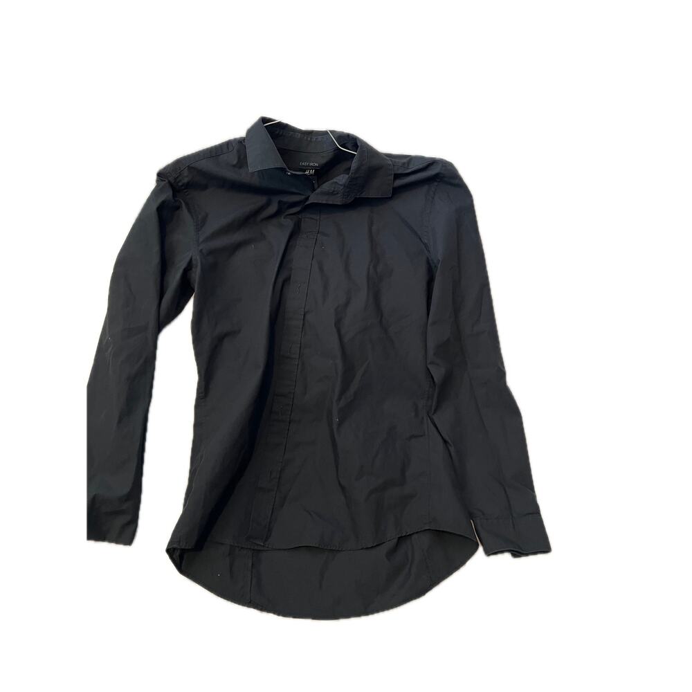 H&M Button-Up Shirt - Easy Iron Black - Size Large